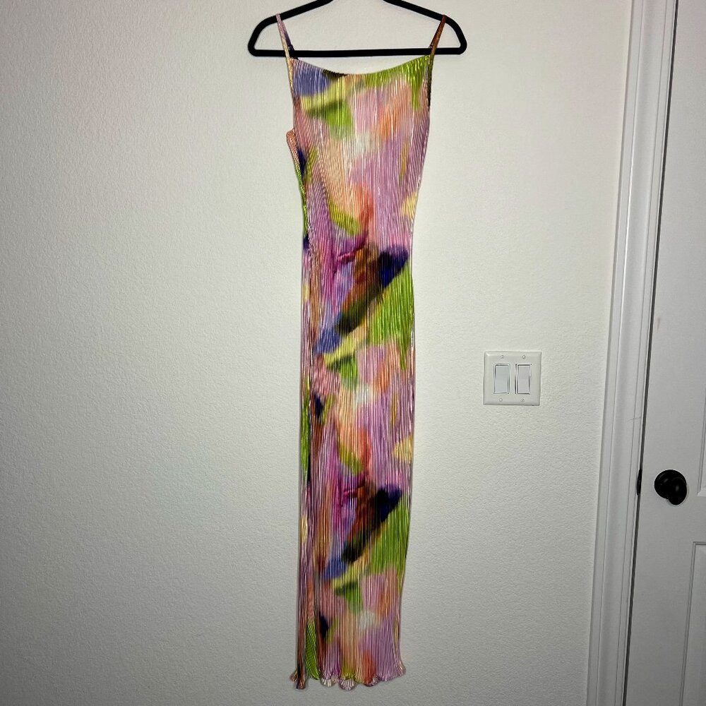 Cowl Neck Dress Sexy Strap Shoulder Pleated Maxi Dress